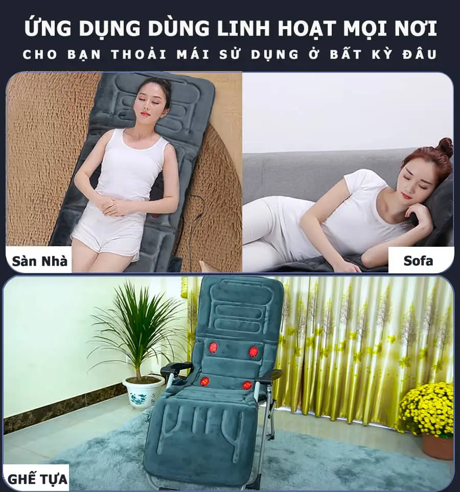 Nệm Massage Toàn Thân nhiệt và hồng ngoại OKACHI JP-M799 (màu xám)