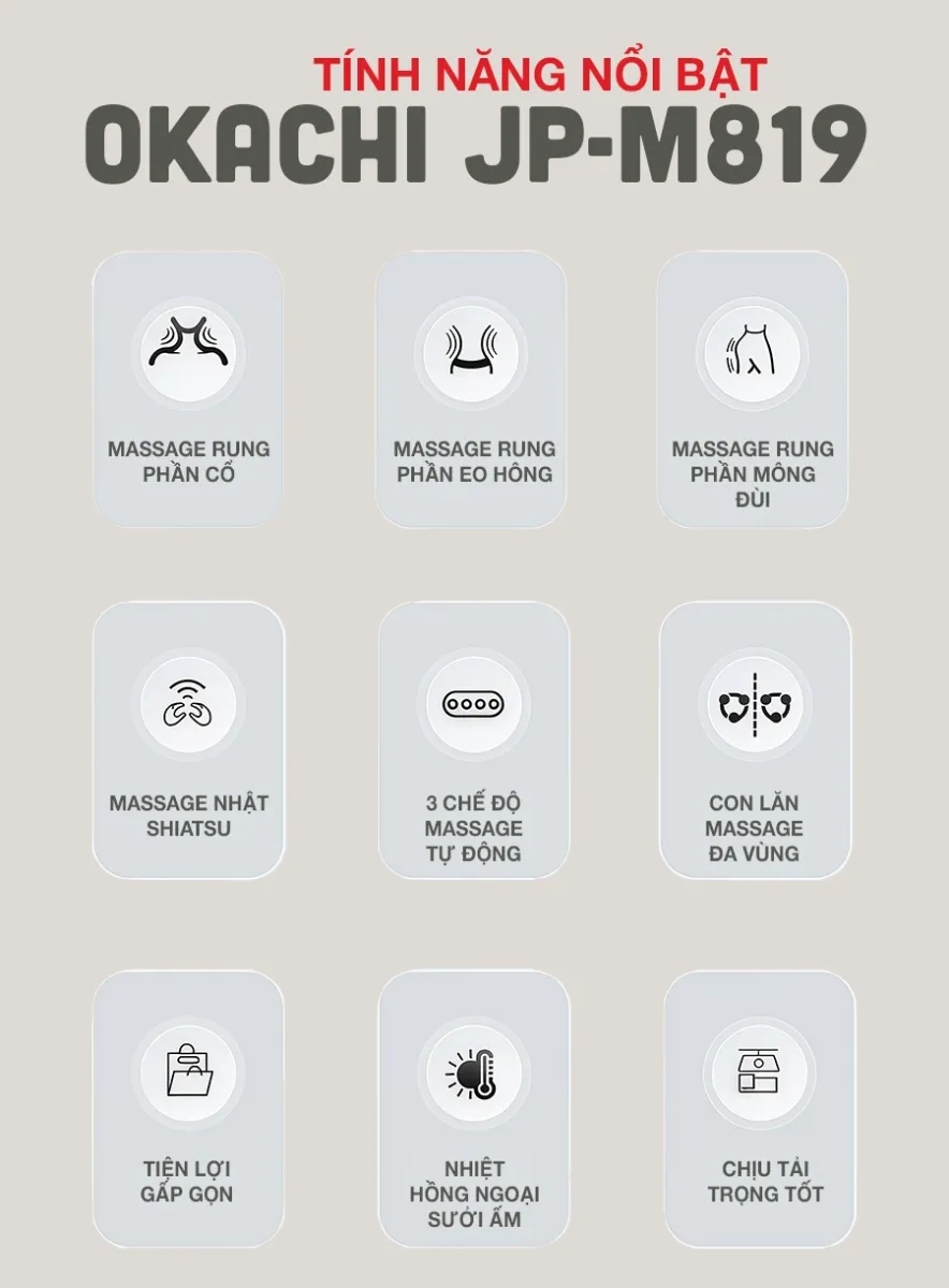 Nệm massage toàn thân OKACHI JP-M819