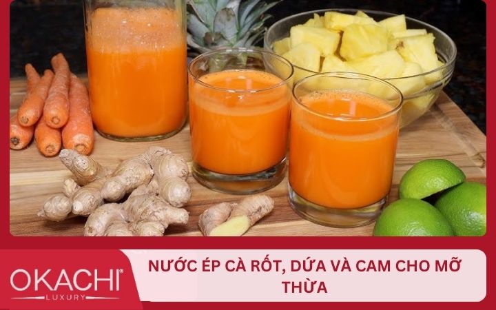 Nước ép cà rốt, dứa và cam cho mỡ thừa