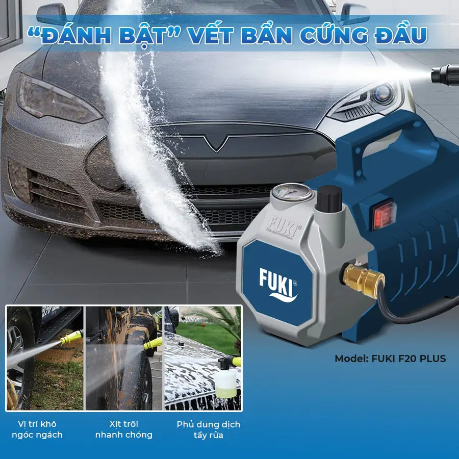 Máy xịt rửa xe cao áp Fuki F20 Plus 2500W (điều chỉnh áp)