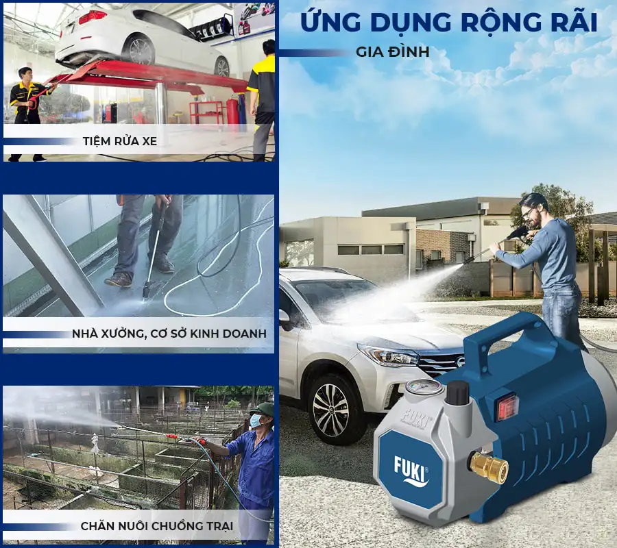 Máy xịt rửa xe cao áp Fuki F20 Plus 2500W (điều chỉnh áp)