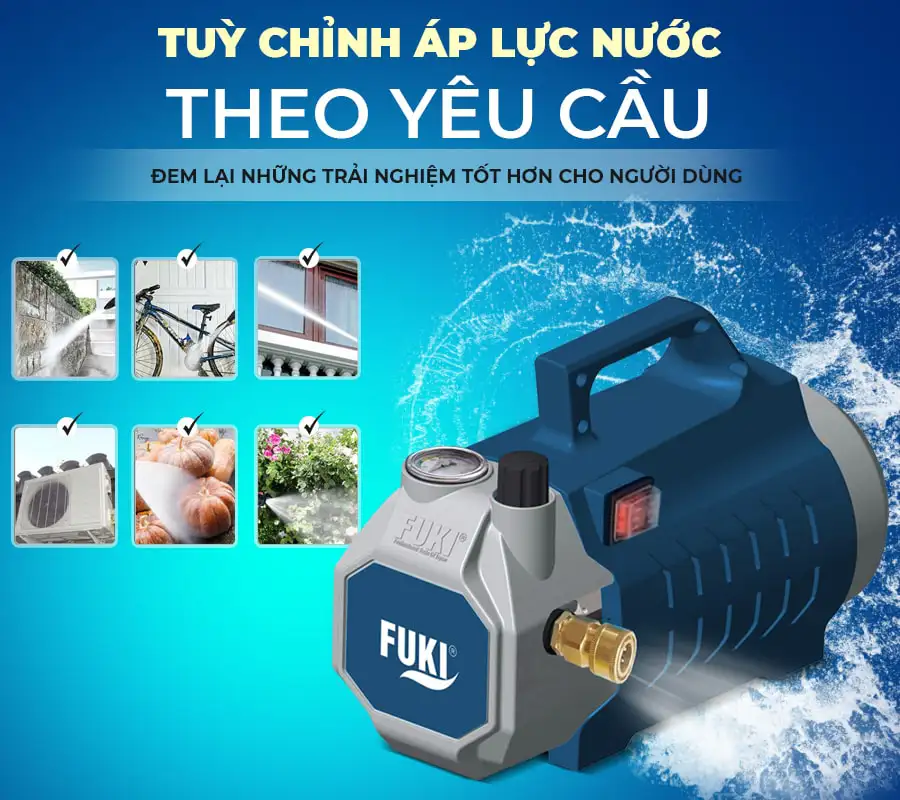 Máy xịt rửa xe cao áp Fuki F20 Plus 2500W (điều chỉnh áp)