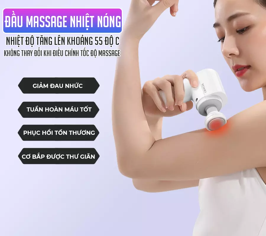 Súng massage cầm tay có đầu nóng OKACHI JP-G3 (trắng)