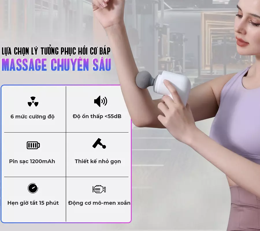 Súng massage cầm tay có đầu nóng OKACHI JP-G3 (trắng)