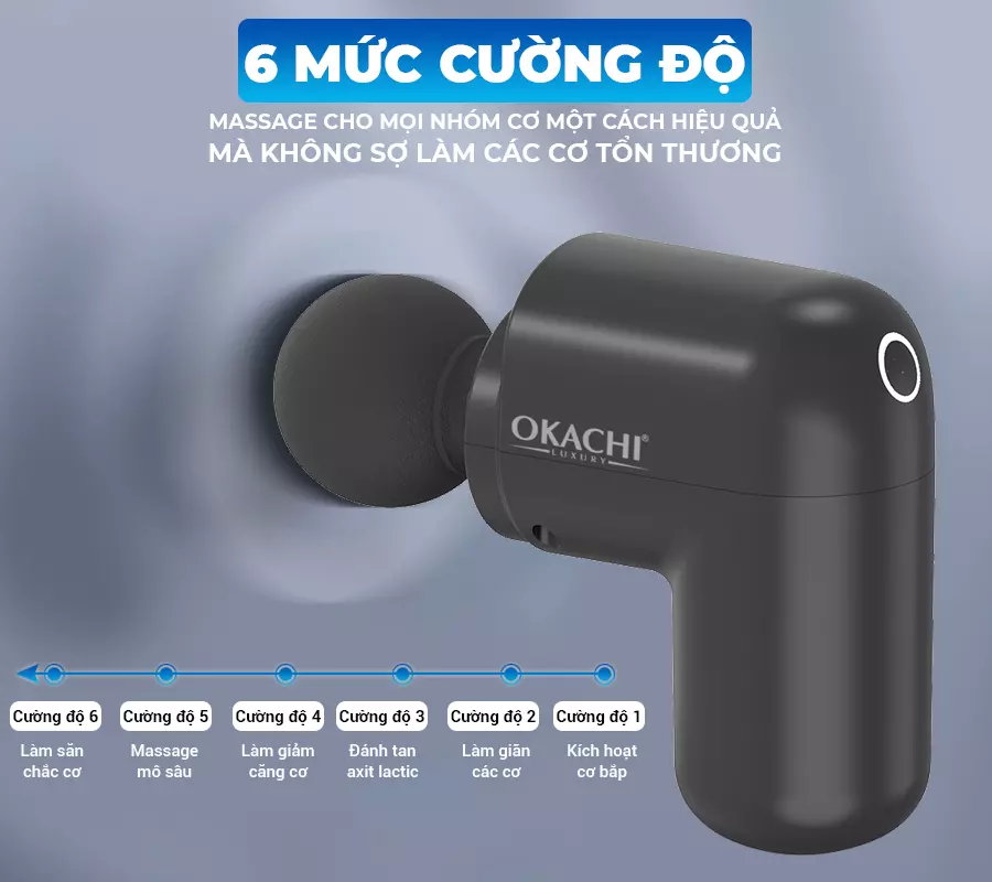 Súng massage cầm tay OKACHI JP-G3 có đầu nóng (đen)