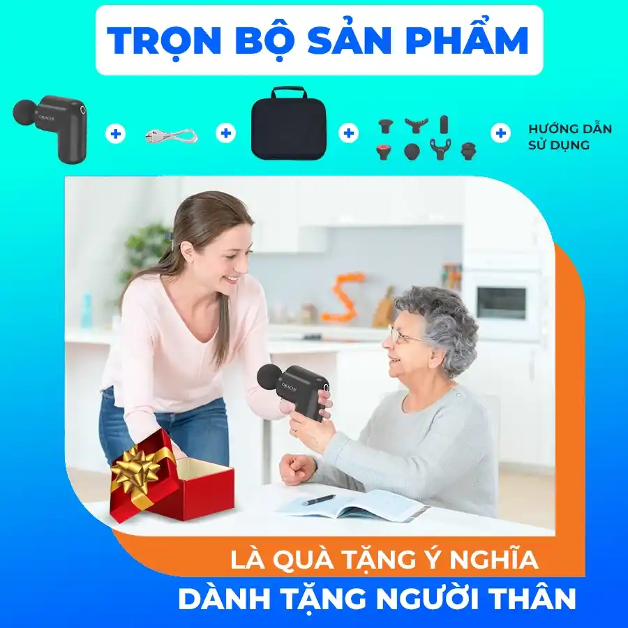 Súng massage cầm tay OKACHI JP-G3 có đầu nóng (đen)