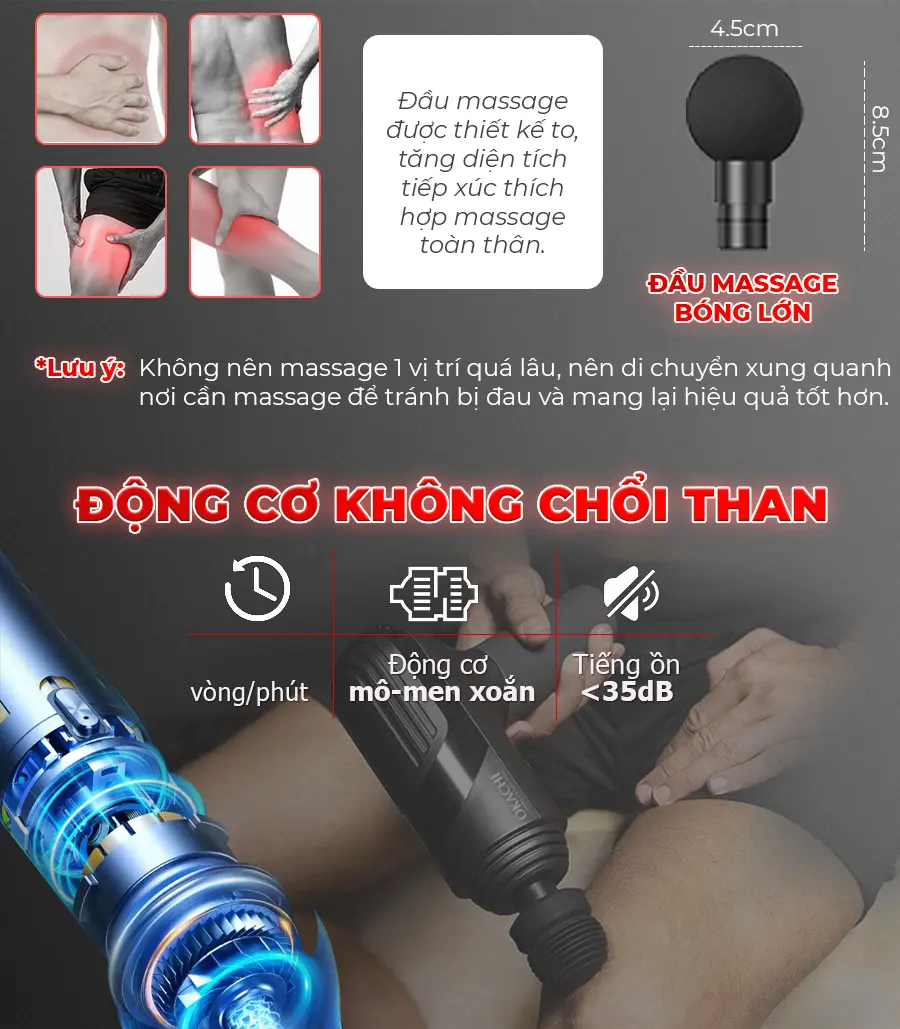 Súng massage cầm tay OKACHI LUXURY JP-i5 Pro (Viền đỏ)