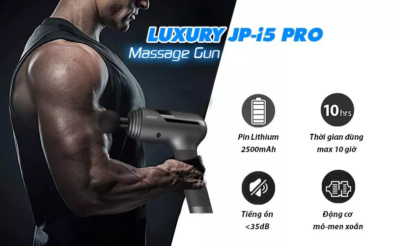 Súng massage cầm tay thông minh OKACHI LUXURY JP-i5 Pro (Viền đen)
