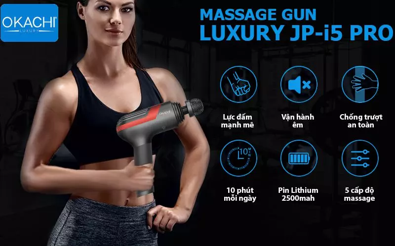 Súng mát xa toàn thân OKACHI LUXURY JP-i5 Pro (Viền đỏ) 