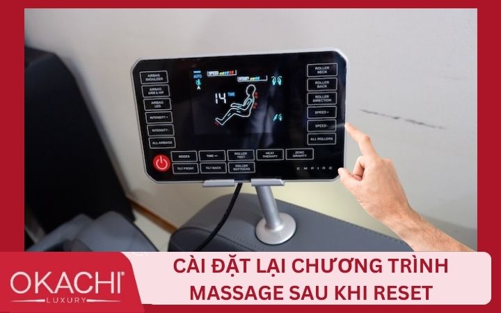 Cắm lại nguồn điện và cài đặt lại các chương trình massage