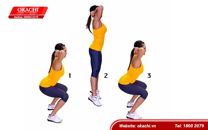 Tập cơ bài Squat bật nhảy