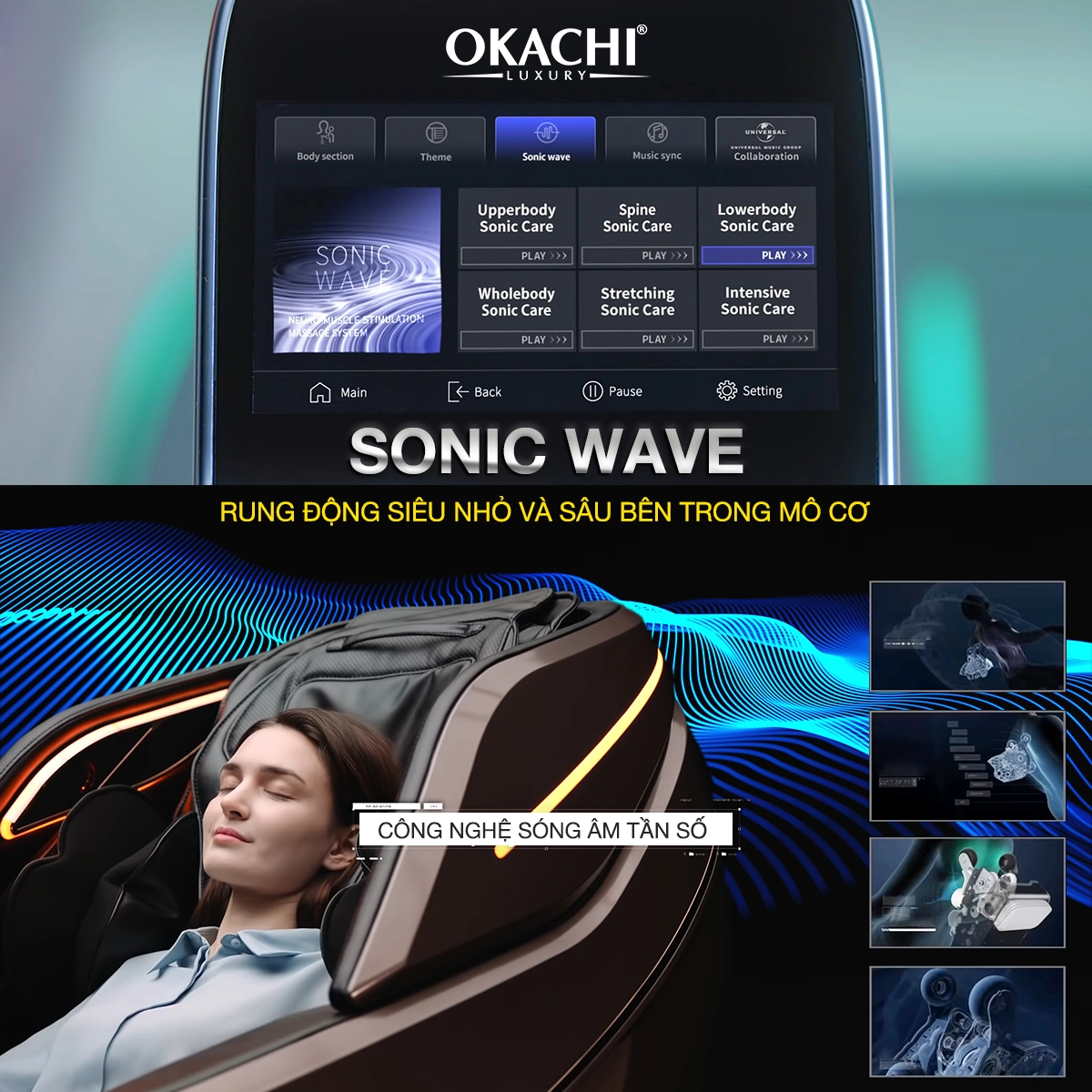 Công nghệ sóng ấm Sonic Wave OKACHI