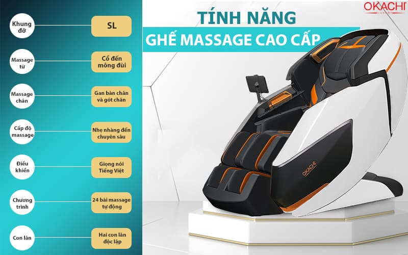 Công nghệ và tính năng của ghế massage Okachi cao cấp