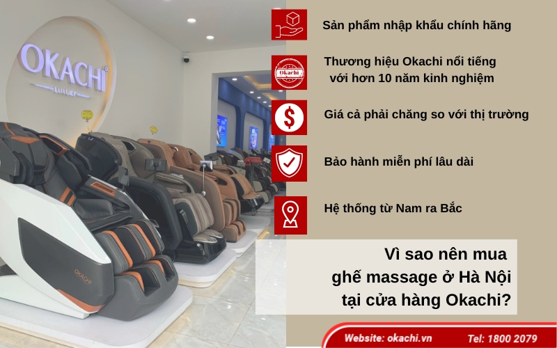 Vì sao nên mua ghế massage ở Hà Nội tại cửa hàng Okachi