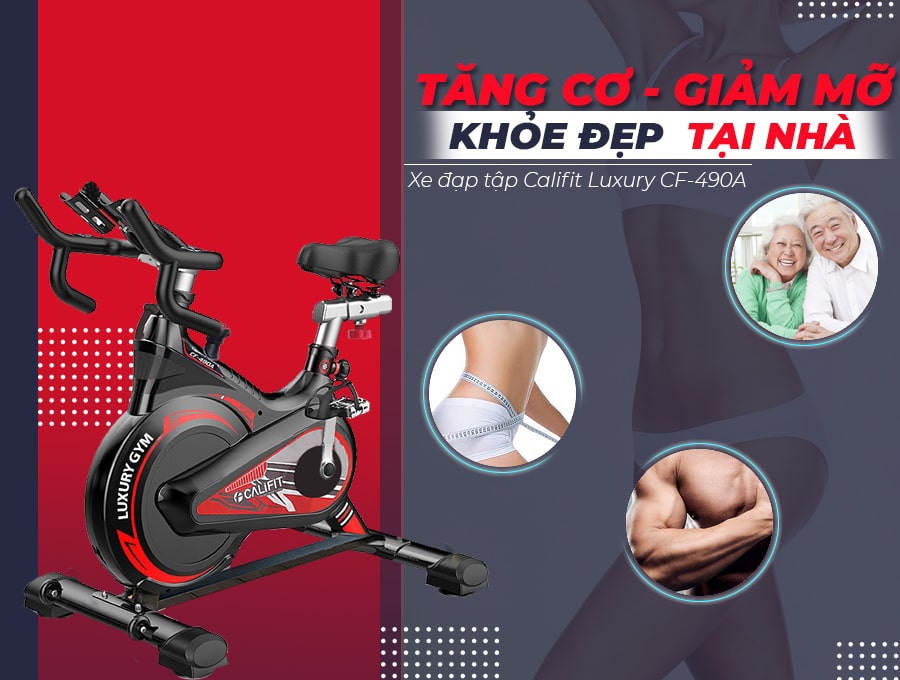 Xe đạp tập thể dục khung thép chịu lực cao cấp Califit Luxury