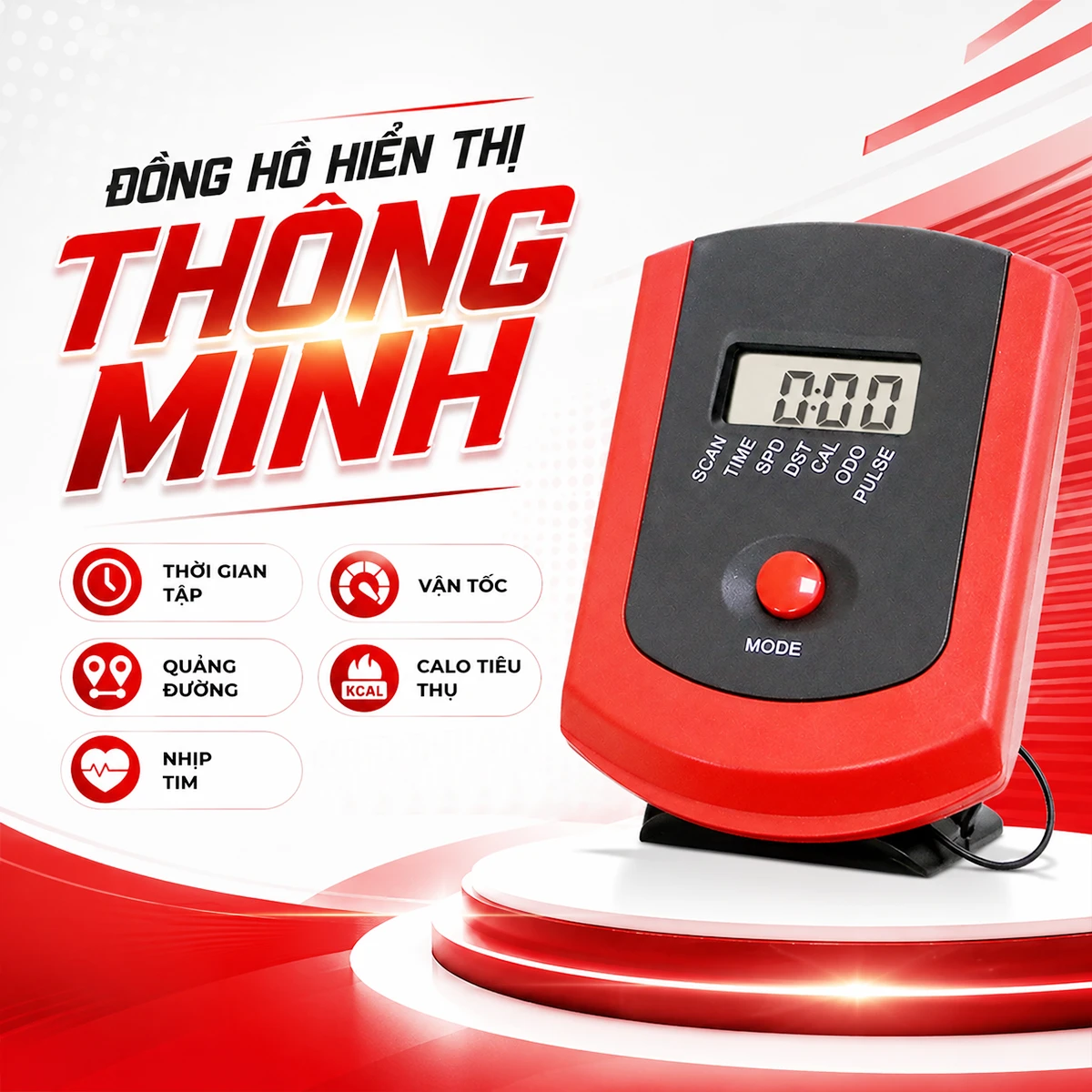 Xe đạp tập OKACHI JP-380A đồng hồ thông minh