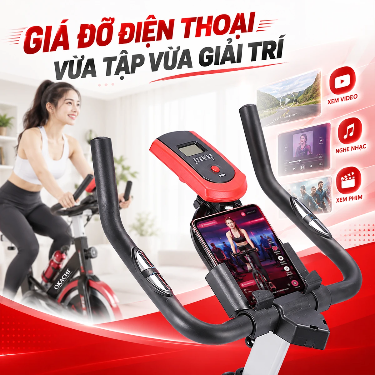 giá đỡ điện thoại xe đạp tập JP-380A