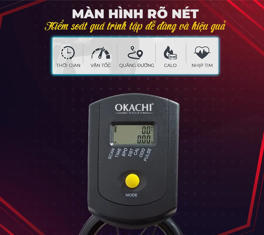 Xe đạp thể dục Okachi Luxury JP-390A (màu Đỏ)