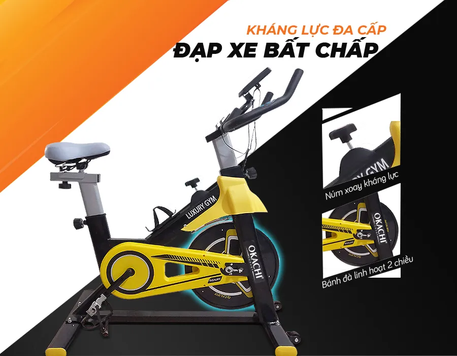 Xe đạp tập thể dục Okachi Luxury JP-390A (màu Vàng)