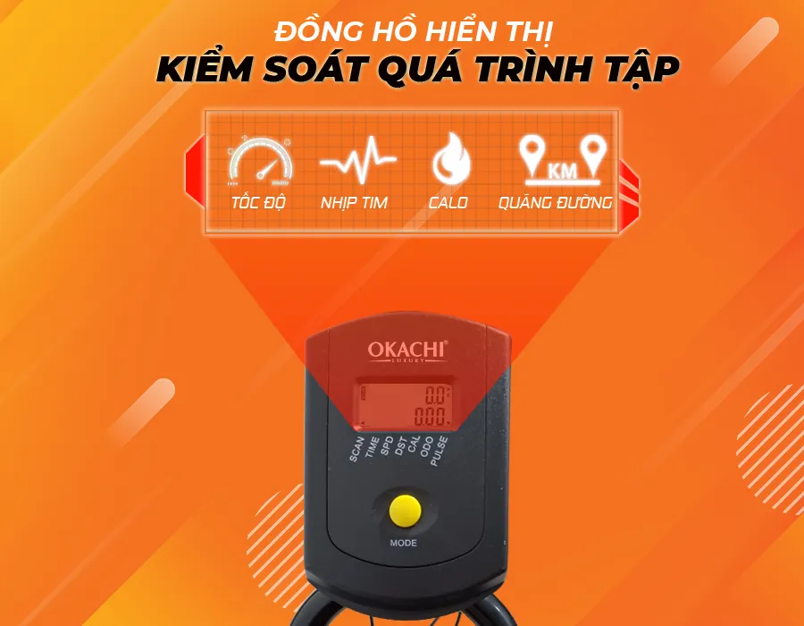 Xe đạp tập thể dục Okachi Luxury JP-390A (màu Vàng)