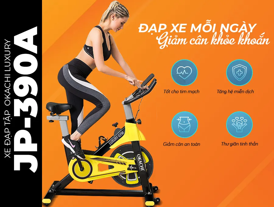 Xe đạp tập thể dục Okachi Luxury JP-390A (màu Vàng)