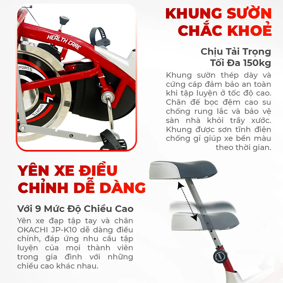 Xe đạp tập tay và chân OKACHI JP-K10 (dòng cao cấp)