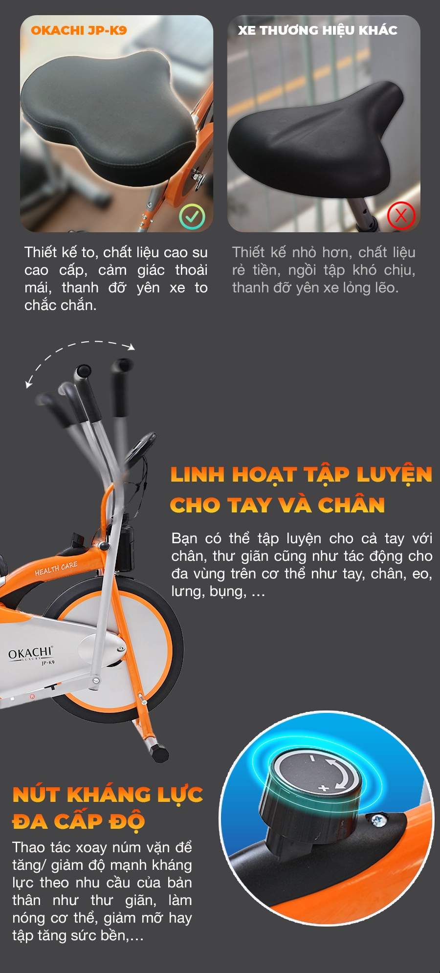 Xe đạp tập thể dục OKACHI SPORT JP-K9 (cao cấp)