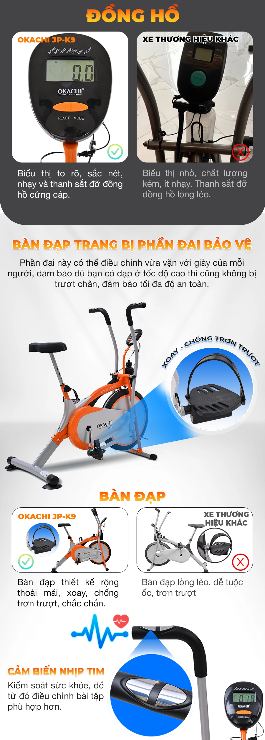 Xe đạp tập thể dục OKACHI SPORT JP-K9 (cao cấp)