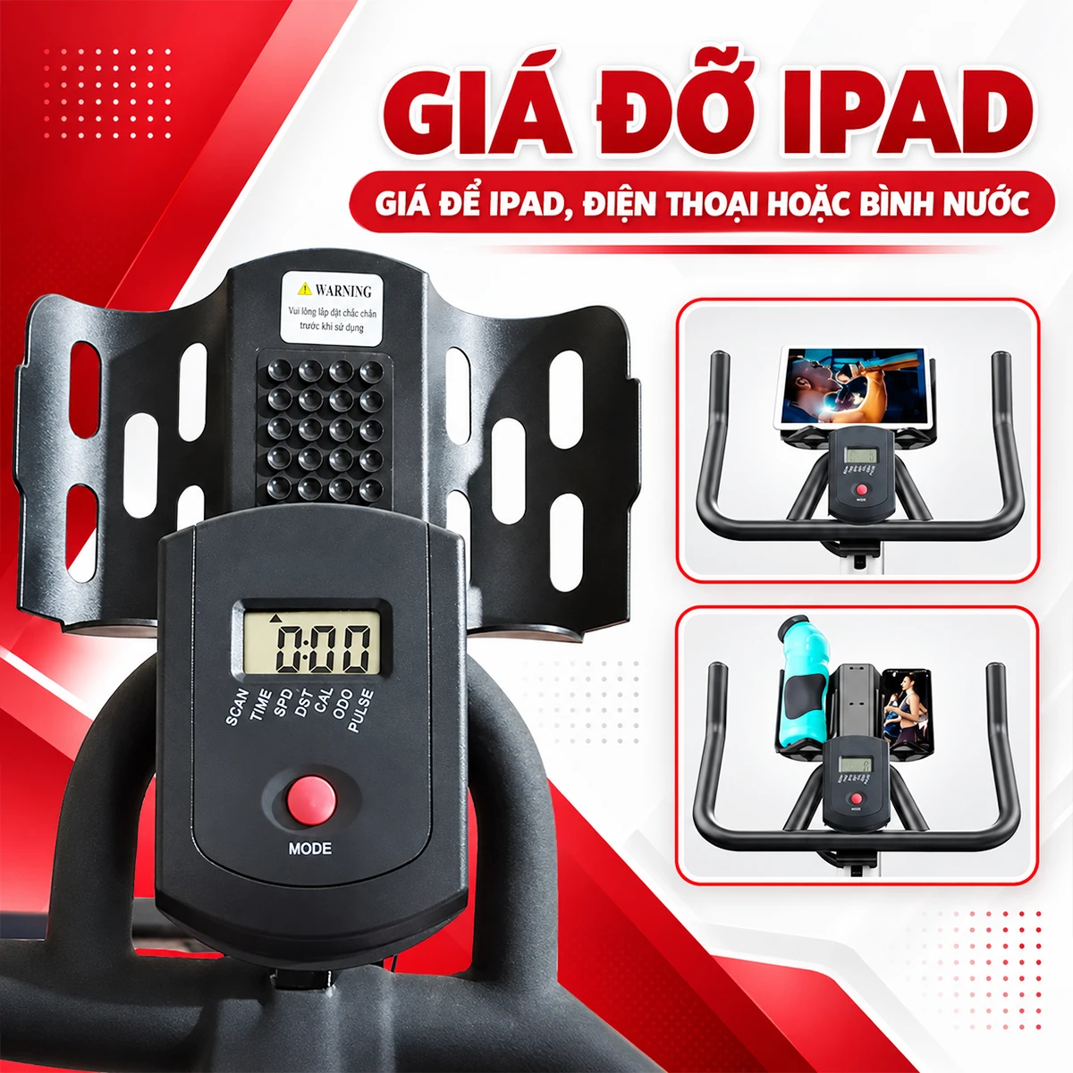 Xe đạp tập OKACHI JP-490A giá đỡ ipad điện thoại