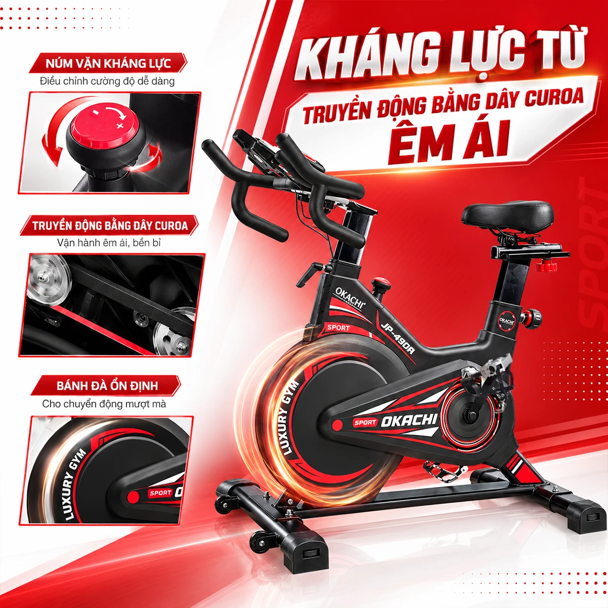 Xe đạp tập OKACHI JP-490A kháng lực từ