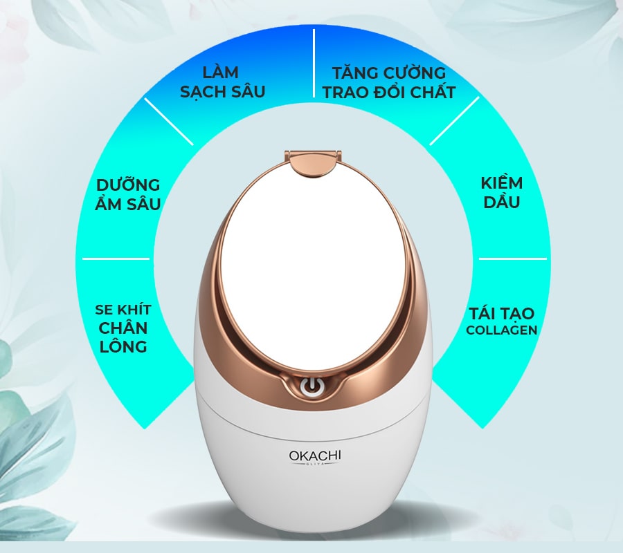 Máy xông hơi mặt OKACHI OG-2886 Cao cấp (Tích hợp gương)