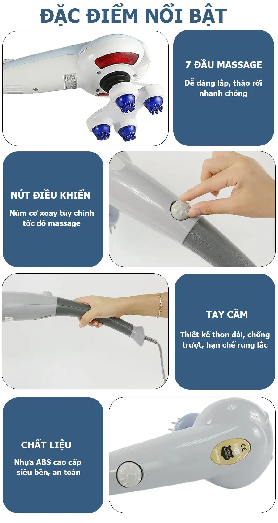 Máy massage cầm tay FUKI JAPAN FK-510 (7 đầu)