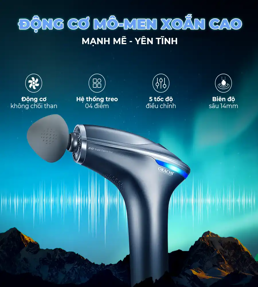 Súng massage cầm tay OKACHI JP-G7 hợp kim nhôm (Cao Cấp)